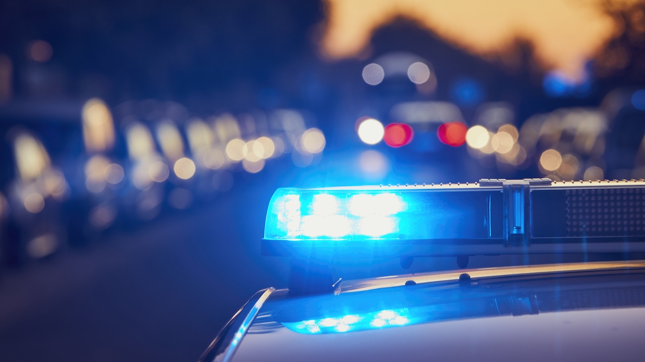 Siren light on roof of police car